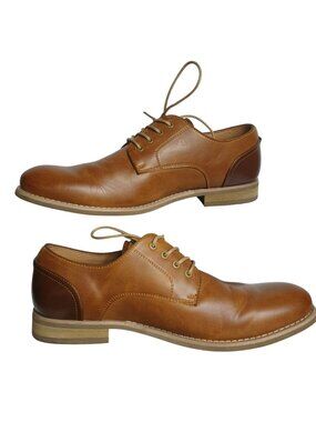 J Ferrar Mens 9.5 M Leather Oxford Dress Shoes Tan Kent Classic Design New